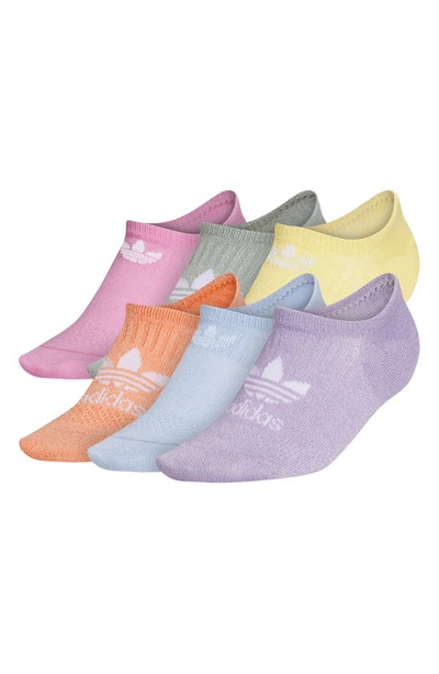 Adidas Originals Womens  Superlite 6 Pack No Show Socks In Magic Lilac/purple Dawn/true Pink