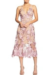 Dress The Population Audrey Embroidered Fit & Flare Dress In Lilac/ Nude