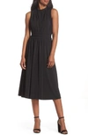 Leota Mindy Shirred Midi Dress In Black