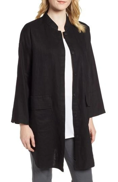Eileen Fisher Organic Linen Jacket In Black