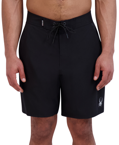 Spyder Men's Solid 7" Swim Trunks With Comfort Liner In Black