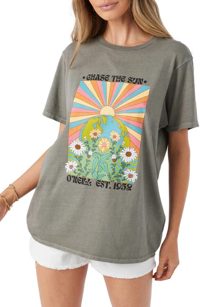 O'neill Chase The Sun Oversize Graphic T-shirt In Smoked Pearl