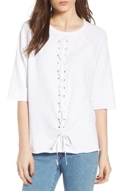 South Parade Julie - Vertical Eyelets Terry Top In White