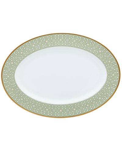 Noritake Infinity Oval Platter, 16" In Green Gold
