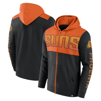 Fanatics Branded Black/orange Phoenix Suns Skyhook Colorblock Full-zip Hoodie In Black,orange