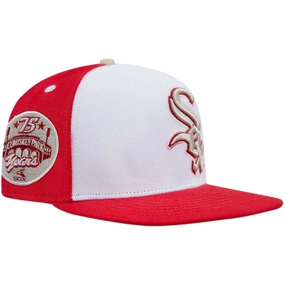 Pro Standard Men's  White, Red Chicago White Sox Strawberry Ice Cream Drip Snapback Hat In White,red