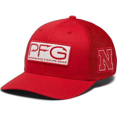 Columbia Scarlet Nebraska Huskers Pfg Hooks Flex Hat