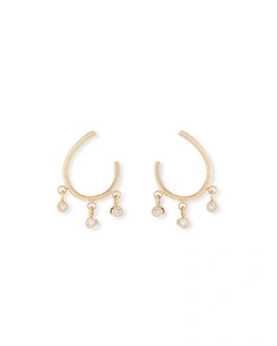 Zoë Chicco 14k Front-to-back Diamond Hoop Earrings In Rose Gold