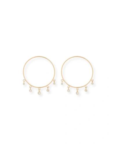 Zoë Chicco 14k Front-facing Diamond Dangle Hoop Earrings In White/gold
