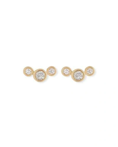 Zoë Chicco 14k Curved Graduated Diamond Stud Earrings In Rose Gold