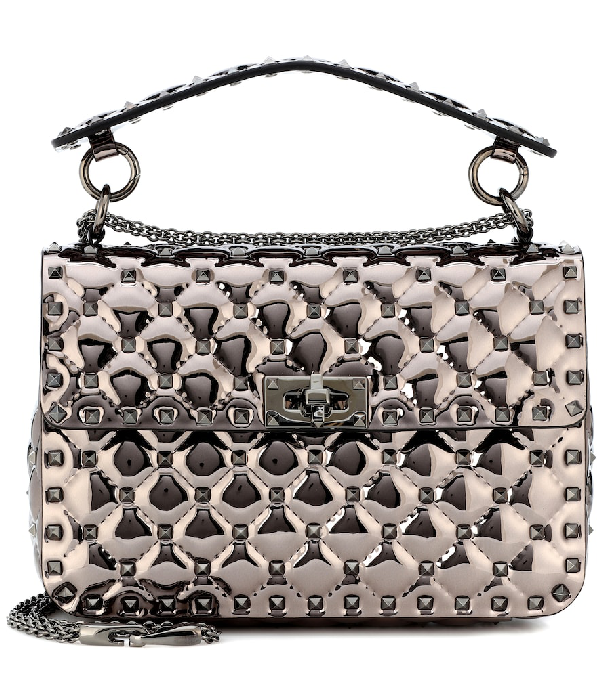 valentino rockstud spike bag silver
