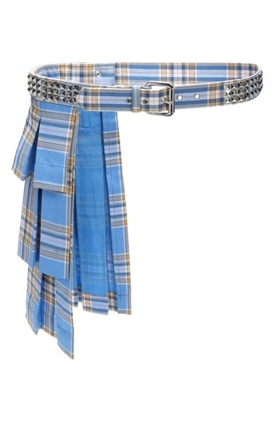 Collina Strada Lizzie Plaid Cotton Flannel Kilt Belt In Blue  display picture 3