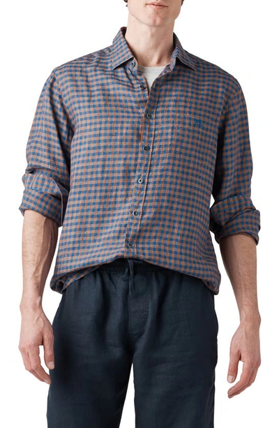 Rodd & Gunn White Pine Avenue Check Linen Button-up Shirt In Rust