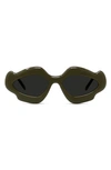 Loewe Flame Acetate Oval Sunglasses In Shiny Dark Green