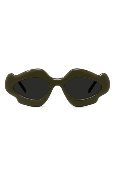 Loewe Flame Acetate Oval Sunglasses In Shiny Dark Green
