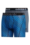 Adidas Originals Mens  Trefoil 2 Pack Underwear In Grey/blue/black