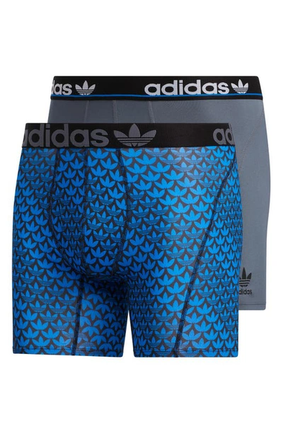 Adidas Originals Mens  Trefoil 2 Pack Underwear In Grey/blue/black