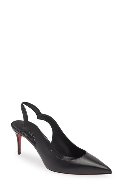 Christian Louboutin Hot Chick Leather Red Sole Slingback Pumps In Black
