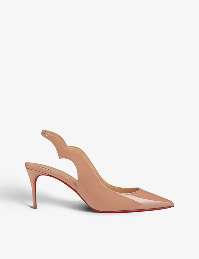 Christian Louboutin Hot Chick Leather Red Sole Slingback Pumps In Nude (lingerie)