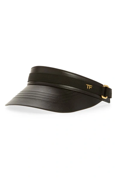 Tom Ford Soft Lux Leather Visor In Black