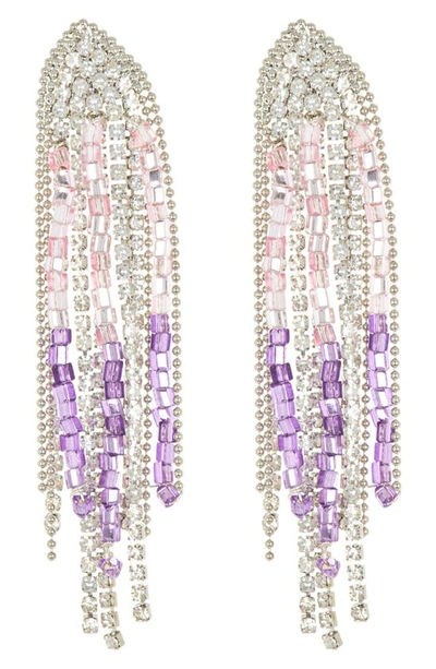 Ayounik Beaded Tassel Earrings In Pink/ Purple