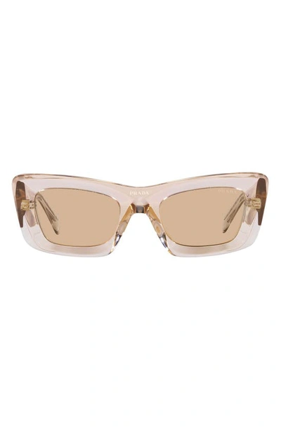 Prada Rectangular Marble Acetate Cat-eye Sunglasses In Lite Brown