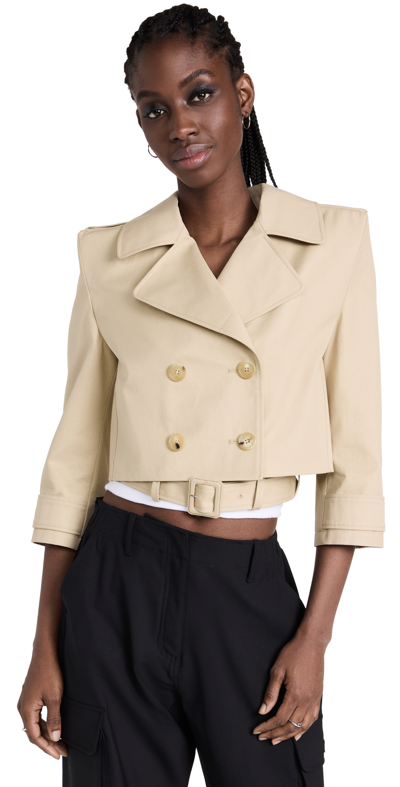 Coperni Double-breasted Cropped Cotton-twill Jacket In Neutrals