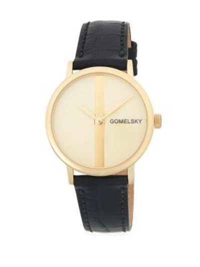 Gomelsky Classic Stainless Steel And Leather-strap Watch In Gold