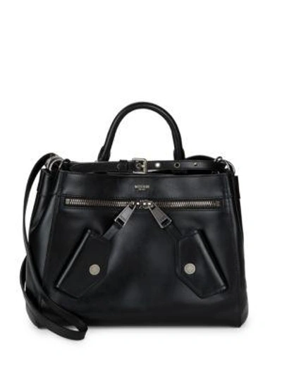 Moschino Classic Leather Satchel In Black