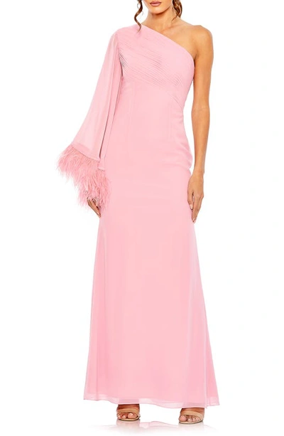 Mac Duggal One Shoulder Gown In Rose