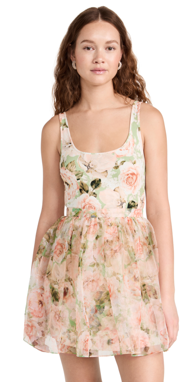 Alice And Olivia Chara Mixed Media Mini Dress In Pink Multicolor