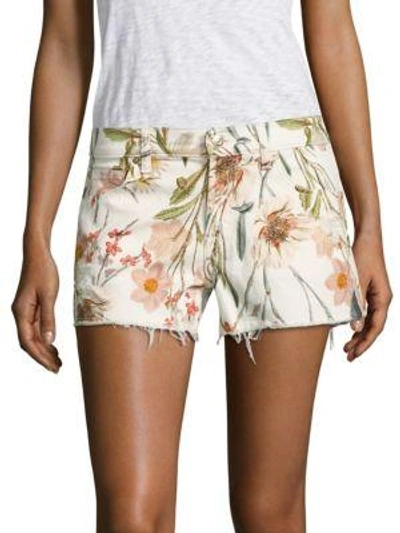 7 For All Mankind Tropical Printed Cutoff Shorts In White