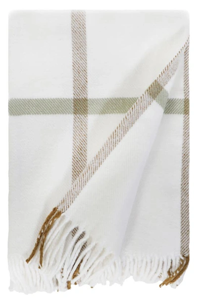 Pom Pom At Home Copenhagen Plaid Combed Cotton Throw In White Olive