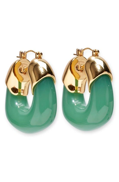 Lizzie Fortunato Women's Azure Postcard 18k Gold-plated & Resin Hoops In Green