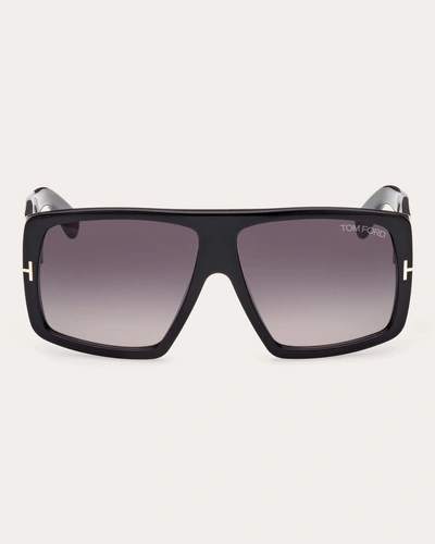 Tom Ford Gradient Logo Square Acetate Sunglasses In Shiny Black