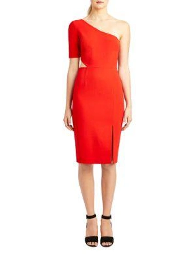 Jill Stuart One-shoulder Sheath Dress In Cardinal