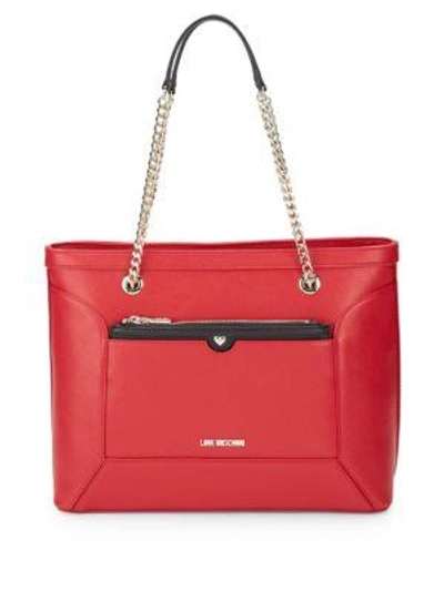 Love Moschino Chain Tote Bag In Red