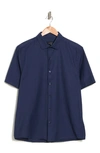 Westzeroone Baylor Cotton Short Sleeve Button-up Shirt In Blue Night