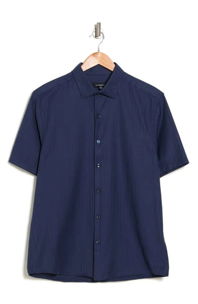 Westzeroone Baylor Cotton Short Sleeve Button-up Shirt In Blue Night