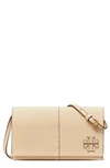 Tory Burch Mcgraw Leather Wallet Crossbody In Brie/rolled Brass