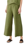 Eileen Fisher Organic Linen Crop Wide Leg Pants In Corin