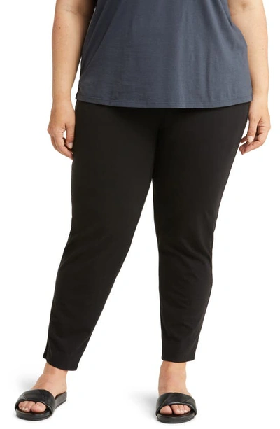 Eileen Fisher High Waist Slim Leg Pants In Black