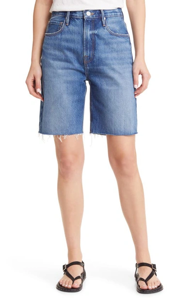 Frame High Waist Denim Bermuda Shorts In Del Amo