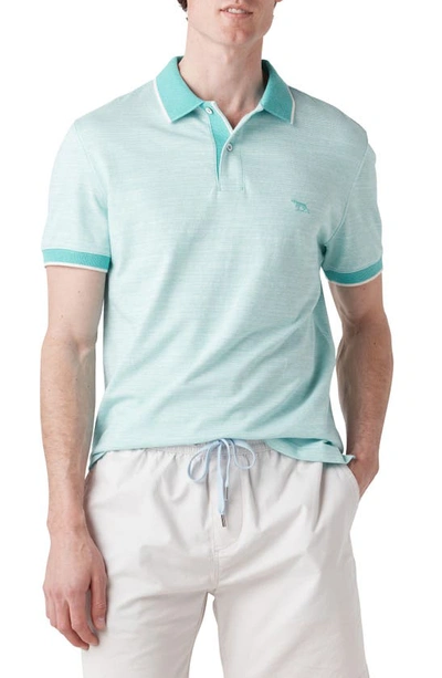 Rodd & Gunn Langs Beach Sports Fit Slub Tipped Polo In Aqua