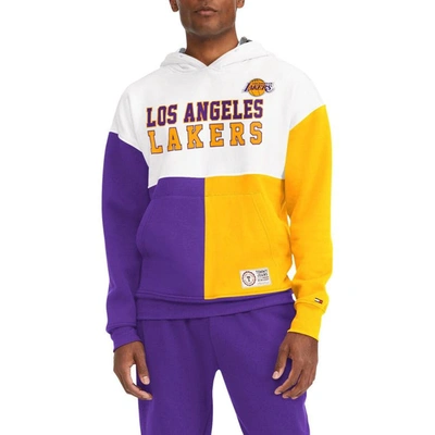 Tommy Jeans White/purple Los Angeles Lakers Andrew Split Pullover Hoodie