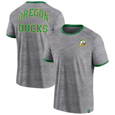 Fanatics Branded Heather Gray Oregon Ducks Classic Stack Ringer T-shirt