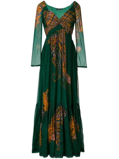 Etro Paisley Print Long Dress - Green