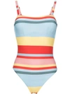 Asceno Square-neck Striped Swimsuit In Multicolour