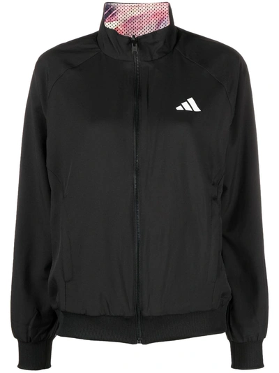 Adidas Tennis Melbourne Woven Logo Reversible Tennis Jacket In Black