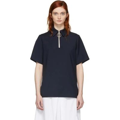 Harmony Navy Thelma Zip Polo In 010 Navy